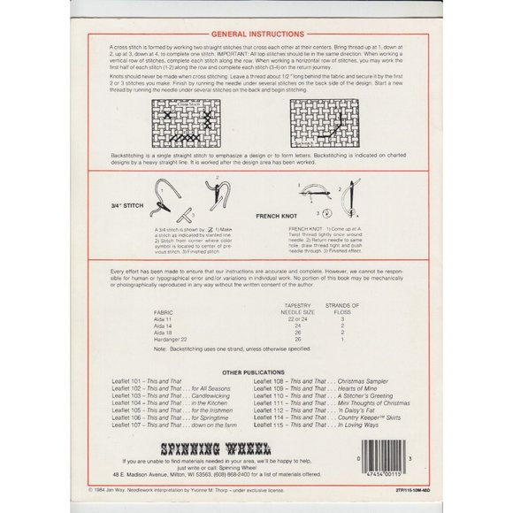 This and That in Loving Ways Cross Stitch Pattern Leaflet Jan Way Spinning Wheel - Picture 2 of 2
